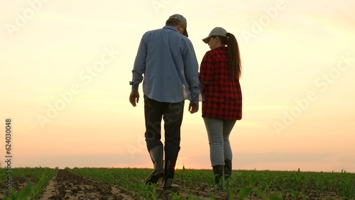 two farmers work field sunset, work tablet agriculture, hand sun farming farm employee, business partners deal, machinery road, insurance wealth digital horizon slow pc cereal view garden labor sky