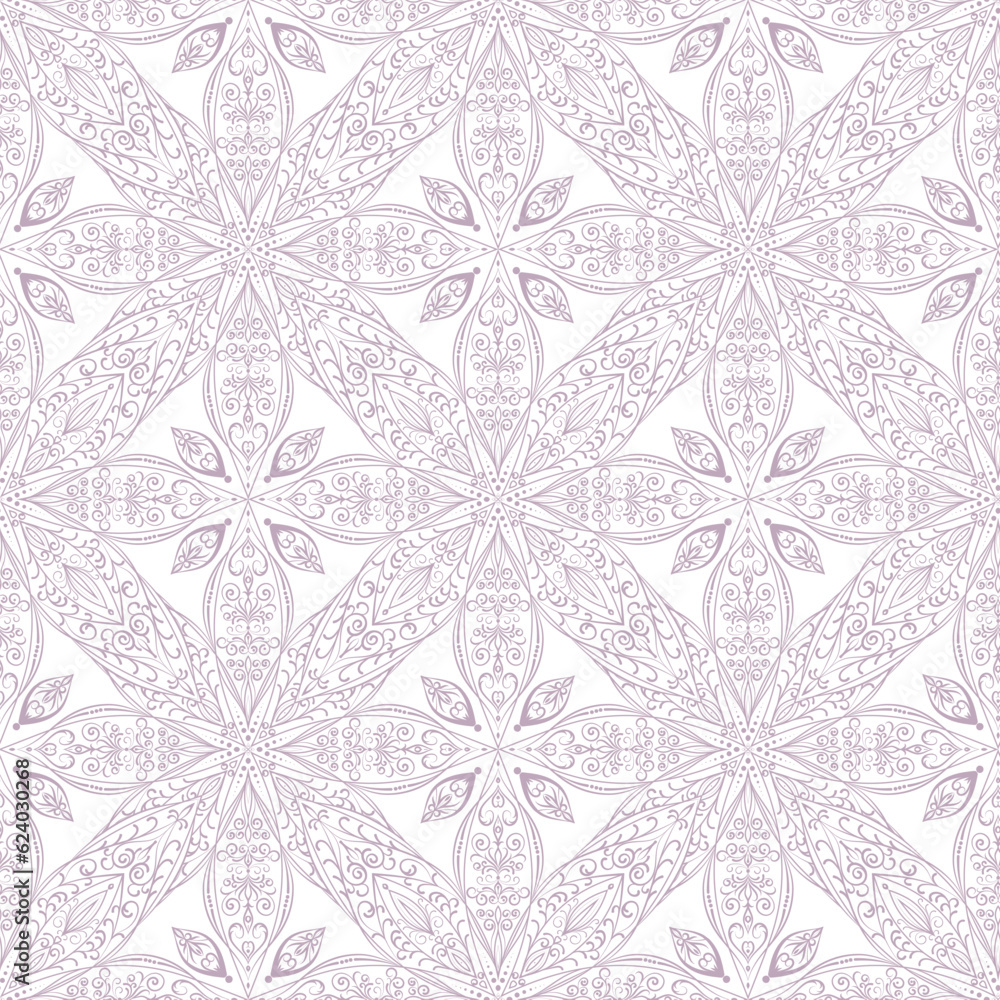 Fototapeta premium Seamless ethnic pattern with floral motives. Mandala print for fabric, textile, paper.