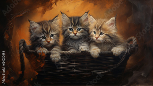 three kitten in the basket, Generative Ai