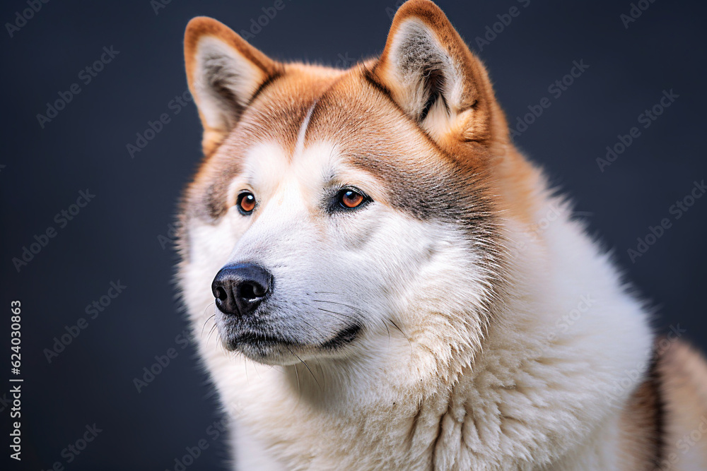 Portrait of a siberian husky dog on a dark background. selective focus. 