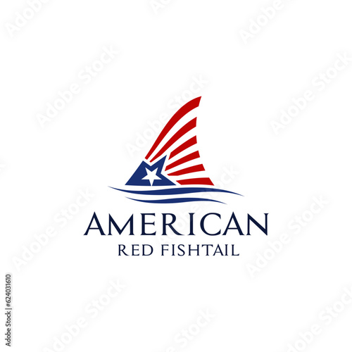 American red fishtail logo, perfect for the restaurant industry, fishermen, big fish fishing grounds or anything related to logos.