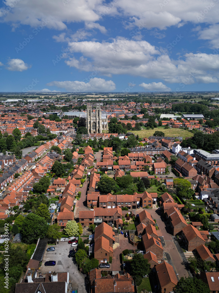 Aerial View Beverley Vertical.Beverley is a market and minster town and a civil parish in the East Riding of Yorkshire, England, of which it is the county town.