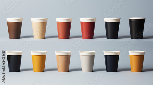 3D Render: Reusable and recyclable coffee cups Generative AI