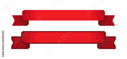 red ribbon pixel art design for game asset