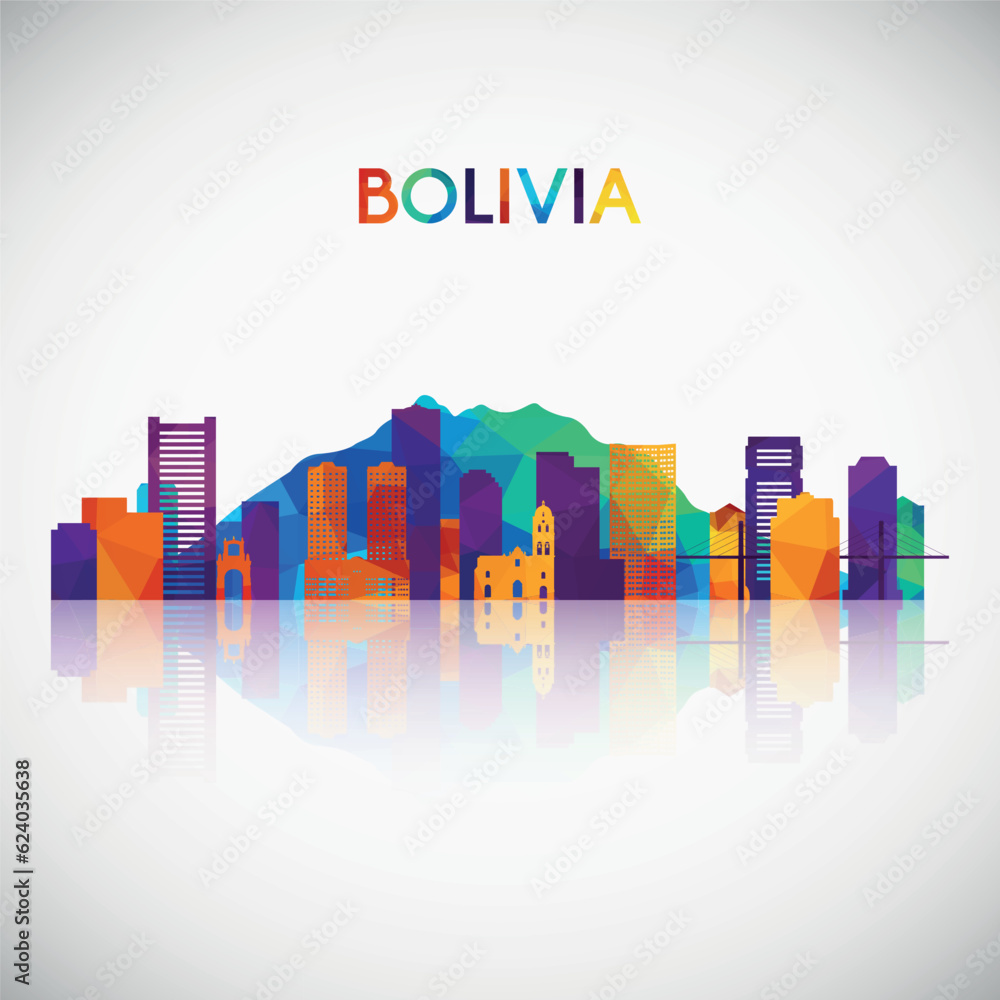 Bolivia skyline silhouette in colorful geometric style. Symbol for your design. Vector illustration.