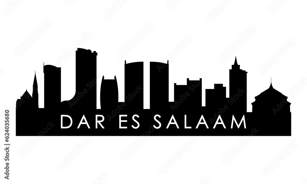 Dar es Salaam skyline silhouette. Black Dar es Salaam city design isolated on white background.