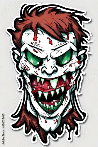 Wallpaper Mural Sticker of a scary zombie monster head. (AI-generated fictional illustration)
 Torontodigital.ca