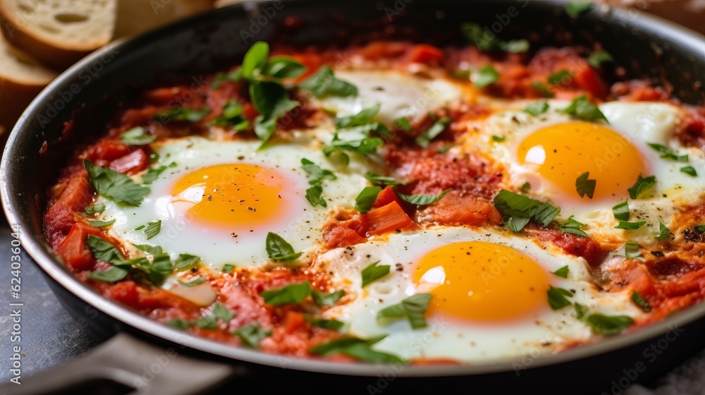 scrambled eggs with yolk in a pan with tomatoes. shakshuka recipe with herbs and cheeses. Diet protein breakfast.
Generative AI scrambled eggs with yolk in a pan with tomatoes. shakshuka recipe with herbs and cheeses. Diet protein breakfast.
Generative AI