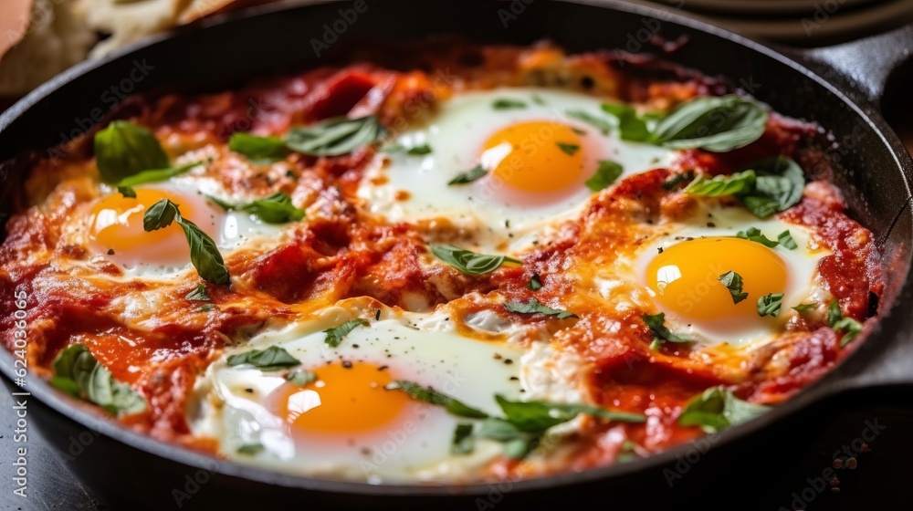 scrambled eggs with yolk in a pan with tomatoes. shakshuka recipe with herbs and cheeses. Diet protein breakfast.
Generative AI scrambled eggs with yolk in a pan with tomatoes. shakshuka recipe with herbs and cheeses. Diet protein breakfast.
Generative AI