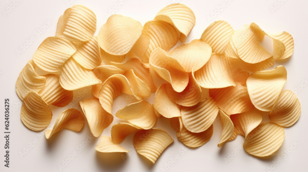 Potato chips, lightness and thinness. Generative AI Potato chips, lightness and thinness. Generative AI