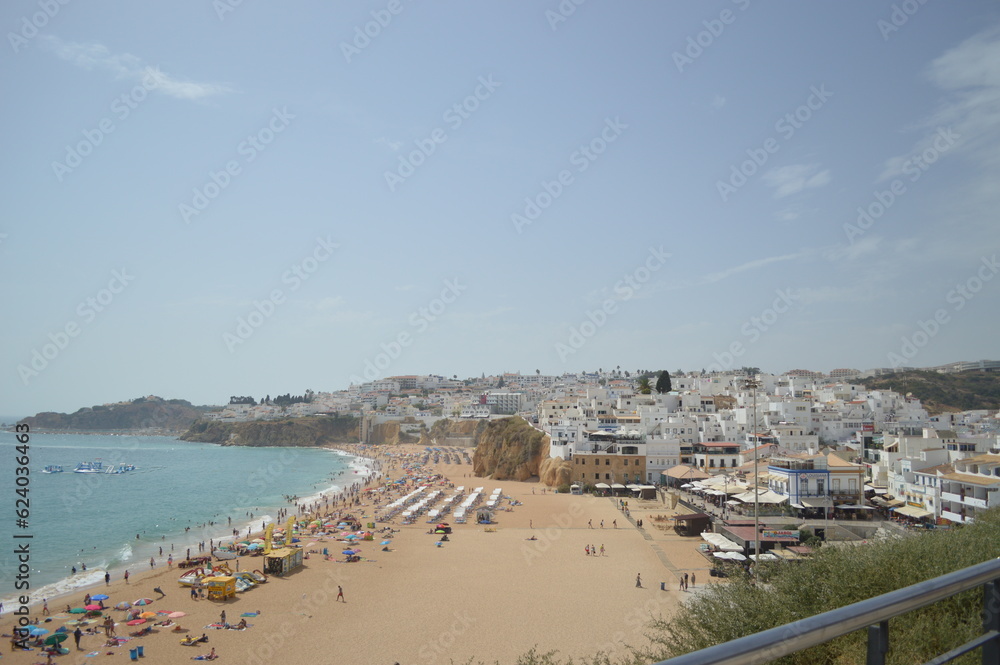 Beach strip in the famous resort area of Portugal - Albufeira