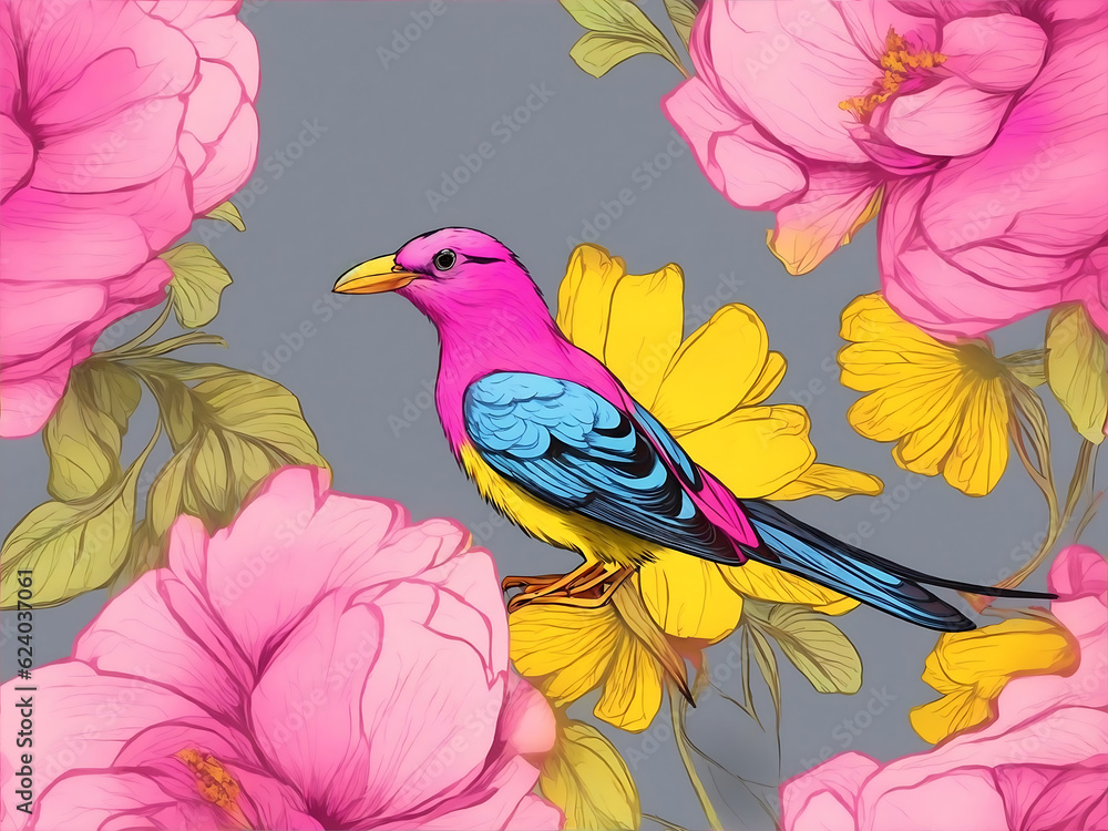 Ara parrot colorful  background. Illustration AI Generative