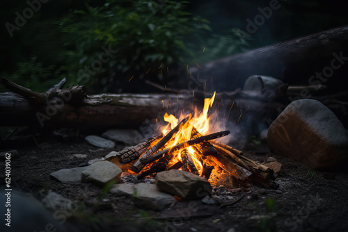 Scent of a burning campfire during a summer camping trip