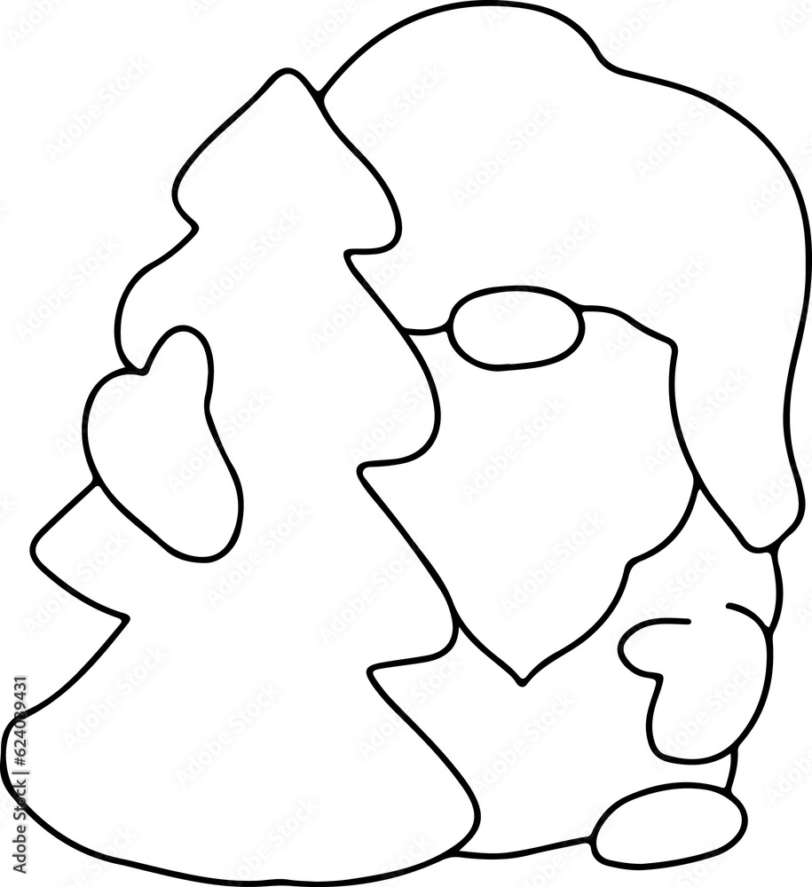 Scandi houses and gnomes decor doodle simple winter illustration. Coloring page for kids Scandi houses and gnomes decor doodle simple winter illustration. Coloring page for kids