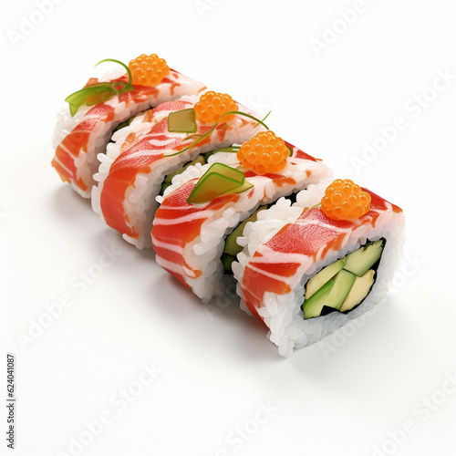 High quality of 3D style design of futomaki sushi with white background