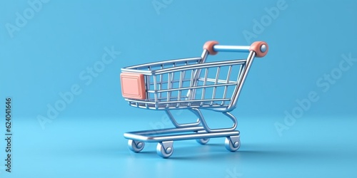 Trolley shopping basket cartoon animation, AI Generated