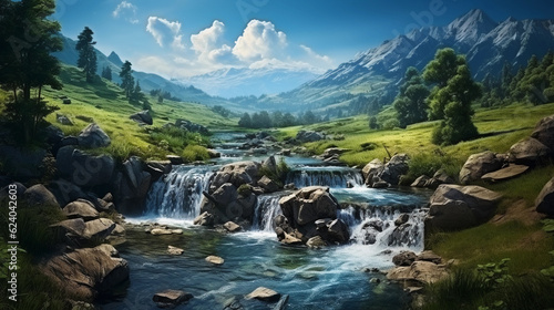 tall trees standing amidst the mountain scenery