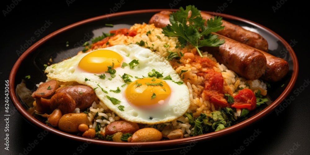 Sausage and Egg Farofa Delight - With Tomato and Lettuce - A Burst of Flavors and Textures - Dive into the Authentic Tastes of Brazil - A    Generative AI Digital Illustration