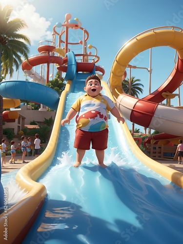 children in the water park