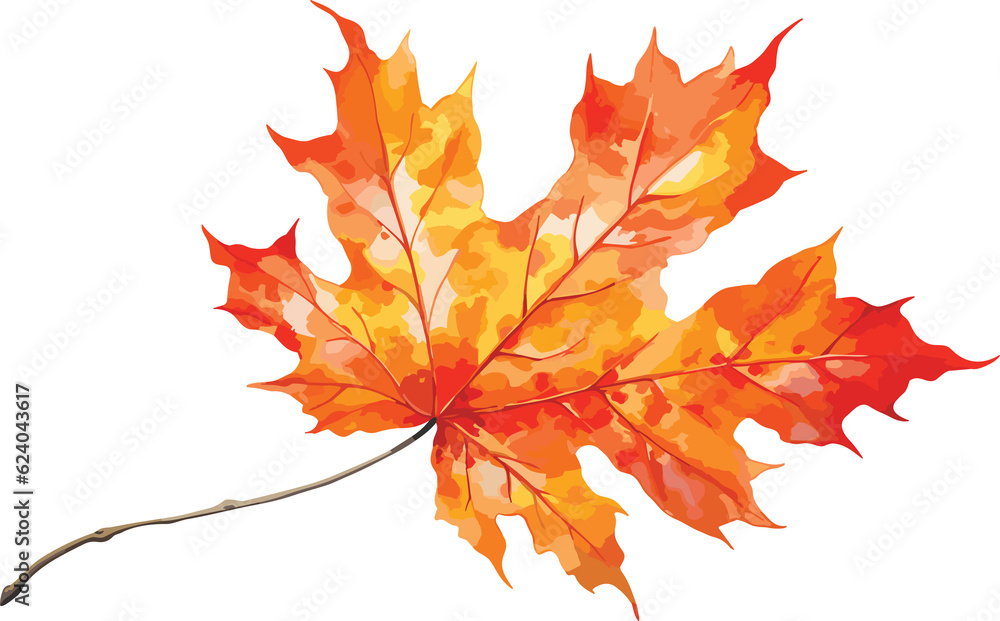Obraz premium watercolor red and orange maple vector leaf.Generative AI.