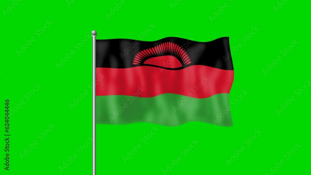 Malawi flag waving in the wind on green screen footage background. 4k Malawi flag waving in the wind on green screen footage background. 4k