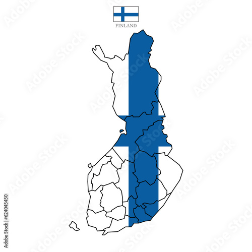 Finland map background with states. Finland map isolated on white background with flag. Vector illustration map europe