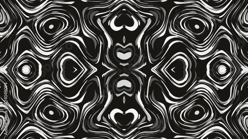 black and white seamless floral pattern, abstract decoration