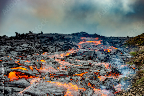 Iceland, Fagradalsfjall volcano eruption 2021.
People visit the lava field.