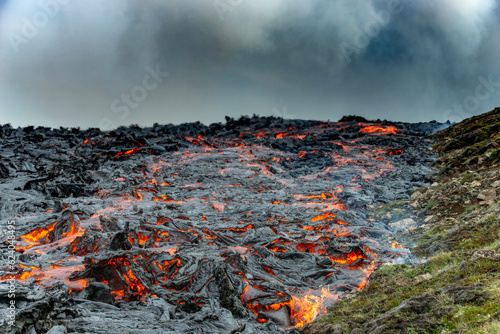 Iceland, Fagradalsfjall volcano eruption 2021.
People visit the lava field.