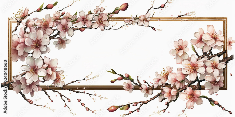 Obraz premium Watercolor blossom frame.