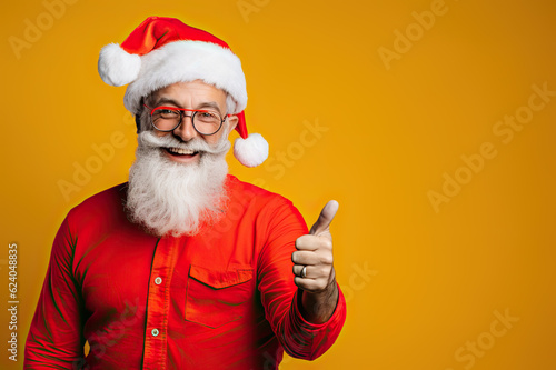 Santa's Christmas Deals Funny Grey Hair Santa Claus Pointing to X-Mas Time Sales - Festive Discounts. created with Generative AI