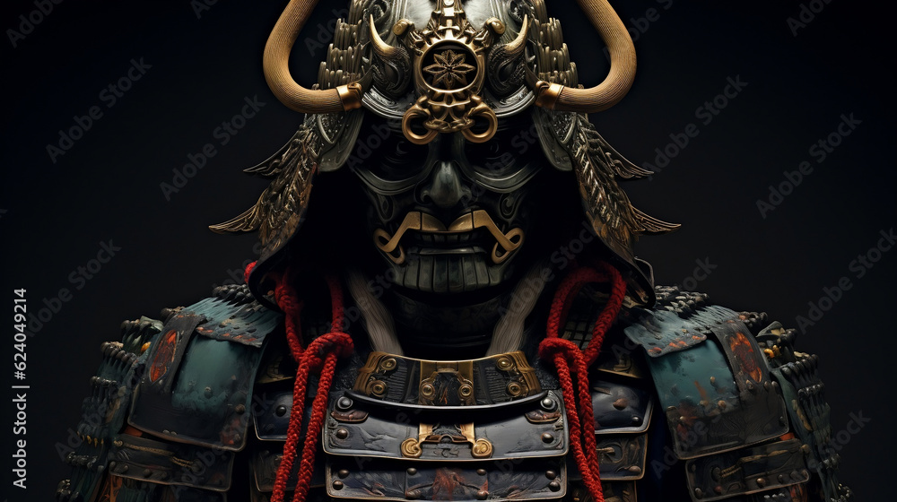 Fototapeta premium Samurai in armor and mask, Generative Ai