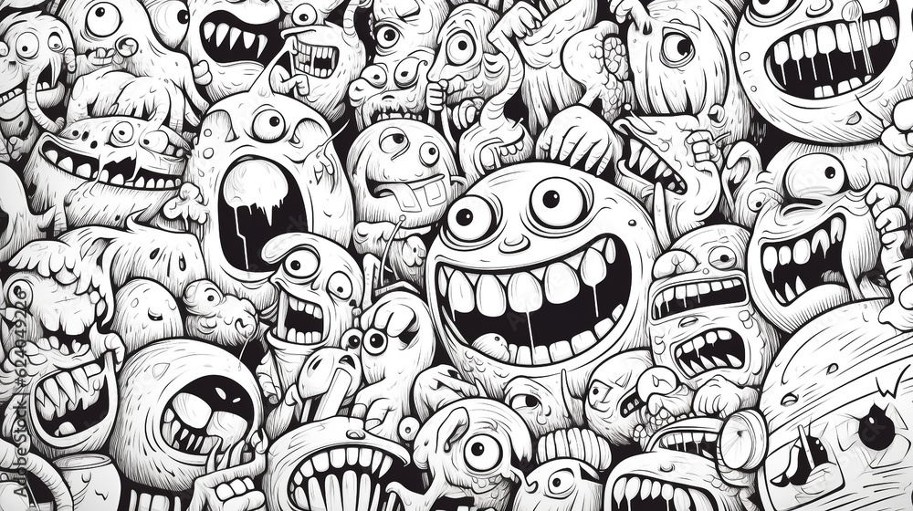 Full of monsters, doodling, drawn by heavy marker Full of monsters, doodling, drawn by heavy marker
