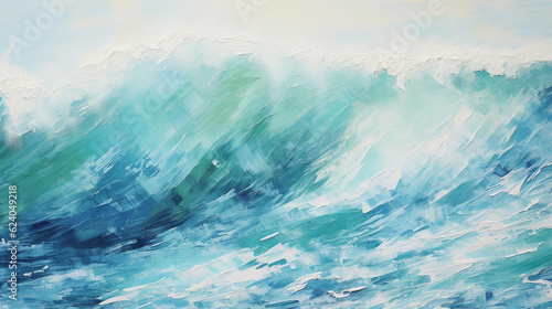 Ocean waves in a textured seascape with rich blues and greens, colorful art, multicolored oil art texture pictures Generative AI