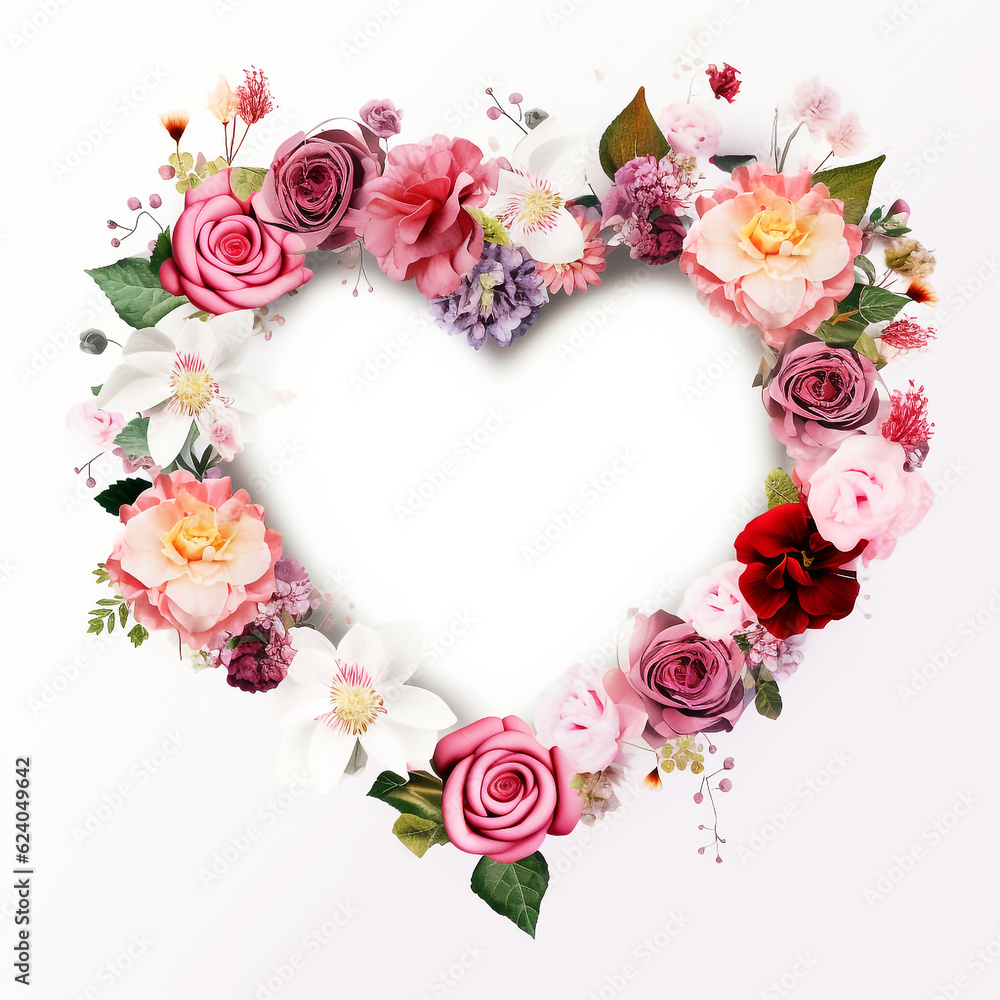 Heart frame flower, white background.
Modified Generative Ai Image.