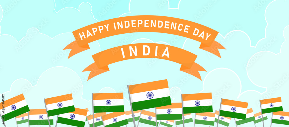 Happy Independence Day in India Holiday Poster, greeting card, banner