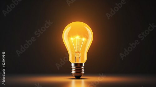 Yellow lightbulb with download bar or loading idea business concept and progress by 3d render, Generative Ai