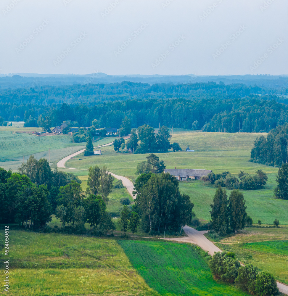 Meadows and forests on the Latgale side, summer landscapes.