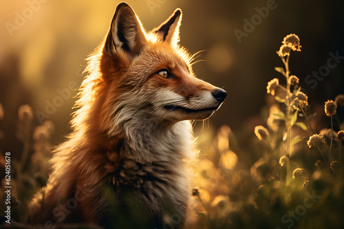 red fox in the wild. Generative AI.