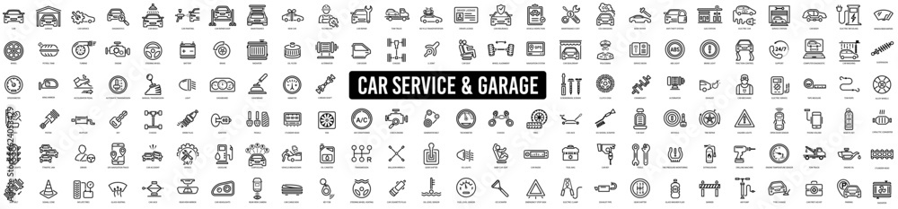 Car service and repair icons element. Garage, engine, oil, maintenance, accelerate icon - obrazy, fototapety, plakaty 