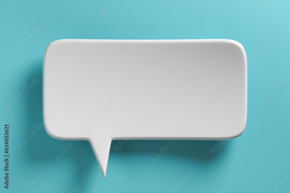 Empty white speech bubble on a blue background. 3D rendering Empty white speech bubble on a blue background. 3D rendering