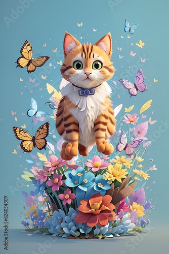 cat and butterfly