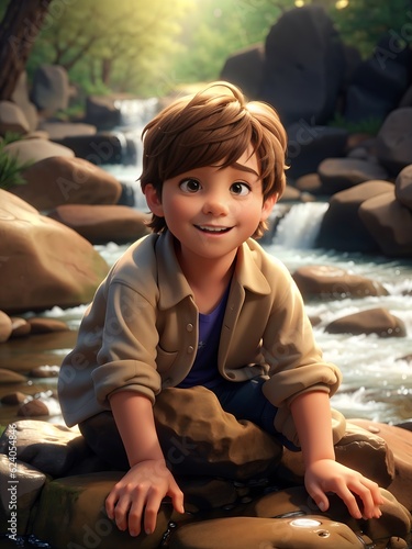 child on the rocks