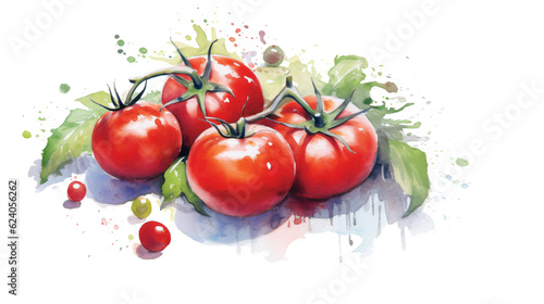 tomatoes in watercolor design like painting isolated on transparent background