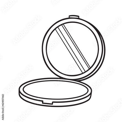 Compact powder make up vector icon illustration isolated on square white background. Simple flat outlined cartoon art styled drawing.