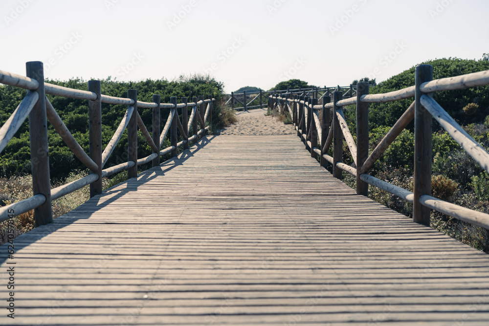 wooden health path by the sea