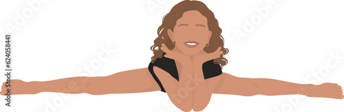 Little girl gymnast in a sports leotard on the twine