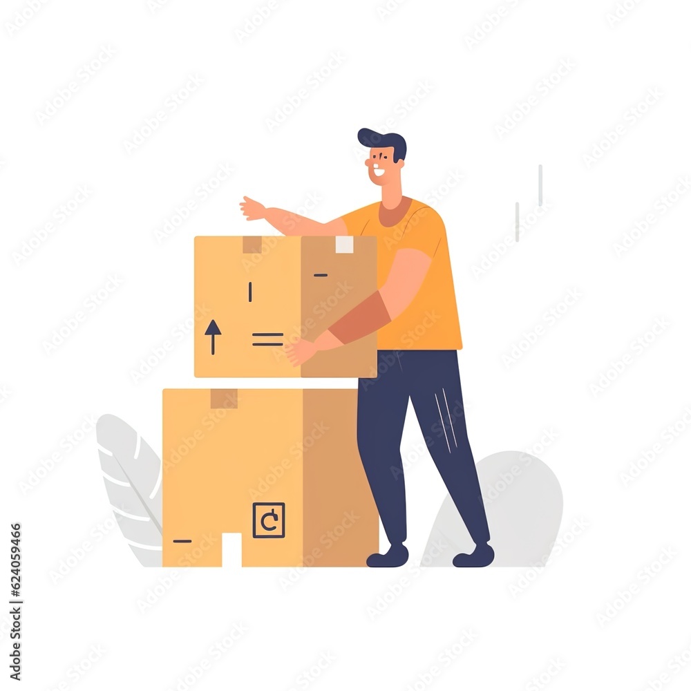 Delivery man concept, online order tracking, delivery home and office.illustration Delivery man concept, online order tracking, delivery home and office.illustration