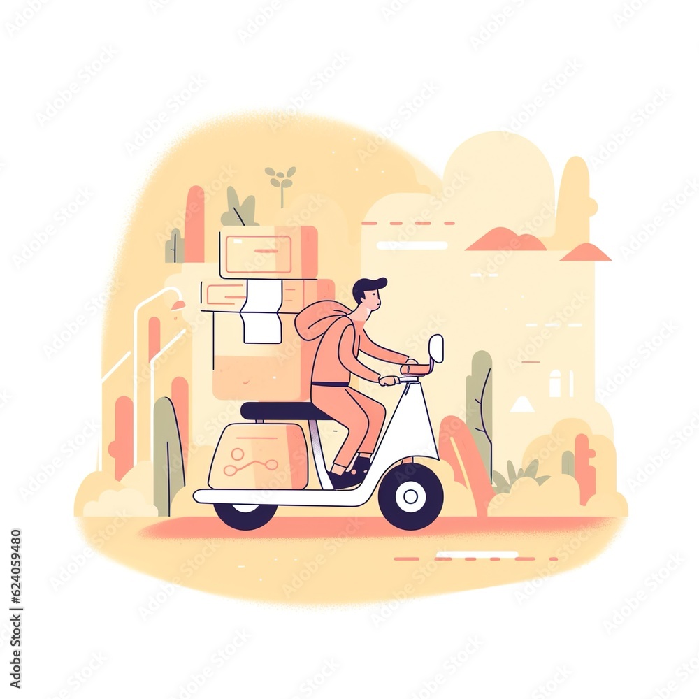 Delivery man concept, online order tracking, delivery home and office.illustration Delivery man concept, online order tracking, delivery home and office.illustration