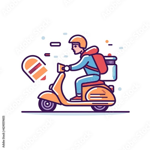 Delivery man concept, online order tracking, delivery home and office.illustration